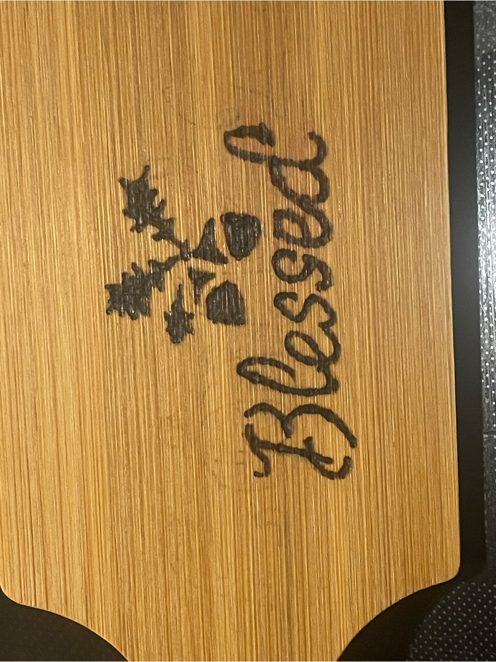 Bamboo 'Blessed' Paddle Serving Board with Black Gingham Ribbon(mini board)